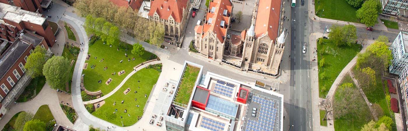 An aerial view of The University of Manchester