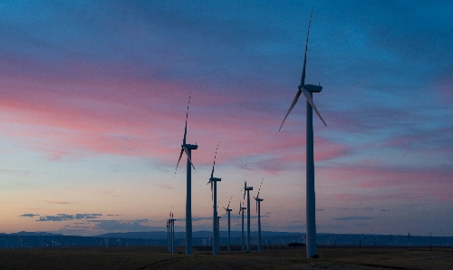 A photo of wind turbines