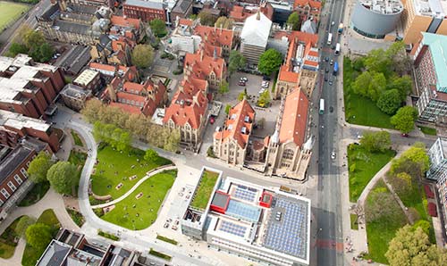 An aerial view of The University of Manchester